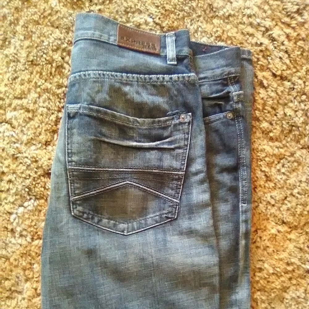 Express blue jeans distressed 36x30 new men's rare - Picture 7 of 7